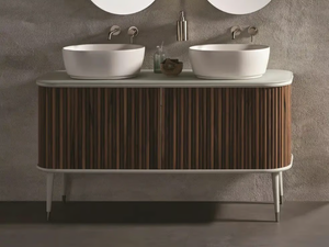 EMPIRE - Floor-standing double wooden vanity unit with doors _ Gaia Mobili